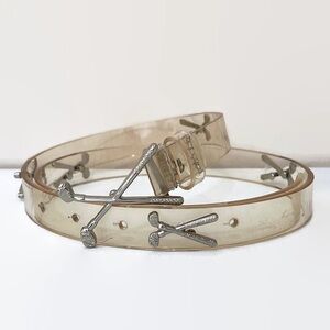 Premier Designs Clear Narrow Golf Plastic BeltSilver Tone Vintage Size Small